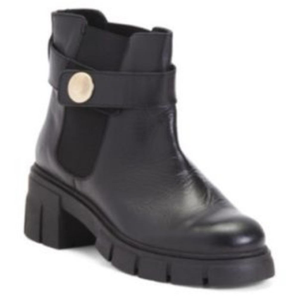 Helene Rouge made in Spain chunky Chelsea  lug black leather boots 38